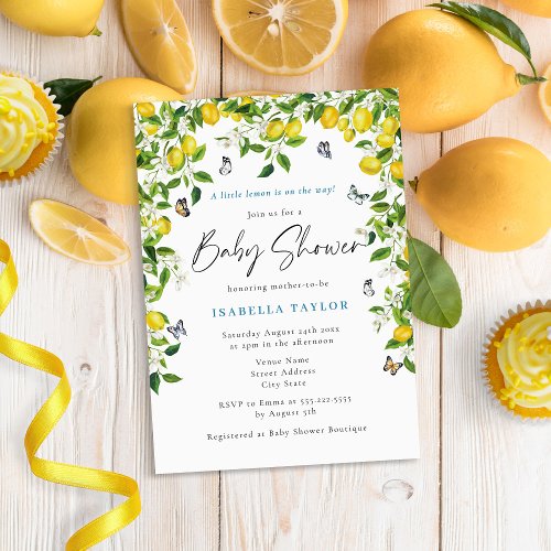 Lemon Watercolor Baby Shower Invitation