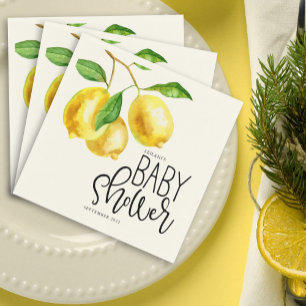 Lemon Watercolor Baby Shower Napkins