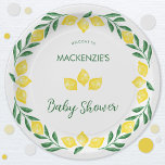 Lemon Watercolor Baby Shower Personalized Paper Plates<br><div class="desc">This fresh and fun watercolor citrus lemon design in zingy yellow and green will capture the essence of a happy sunny day. Perfect for a baby shower brunch or afternoon tea party. The watercolor lemon design will make your guests feel energized and excited about the upcoming happy event. Change all...</div>