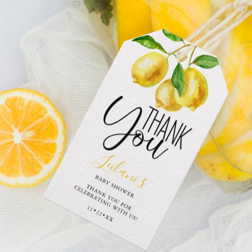 Lemon Watercolor Baby Shower Thank You Gift Tags