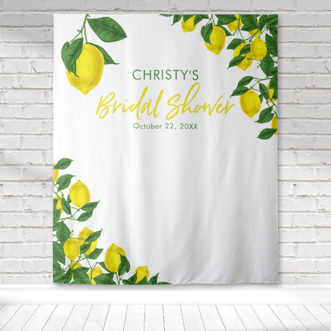 Lemon Watercolor Bridal Shower Backdrop