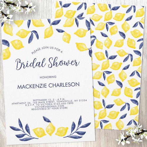 Lemon Watercolor Bridal Shower Invitation