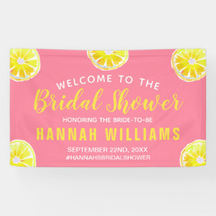 Lemon Watercolor Bridal Shower Welcome Pink Banner