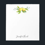 Lemon Watercolor Citrus Fruit Illustration Notepad<br><div class="desc">Elegant, bright, cheerful notepad featuring watercolor illustrations of lemons and leaves. Nice for reminder notes! These notepad makes wonderful holiday gifts or hostess gifts. "Edit this design template" boxes on the right hand side of the item, or click the blue "Customize it" button to arrange the text, change the fonts...</div>