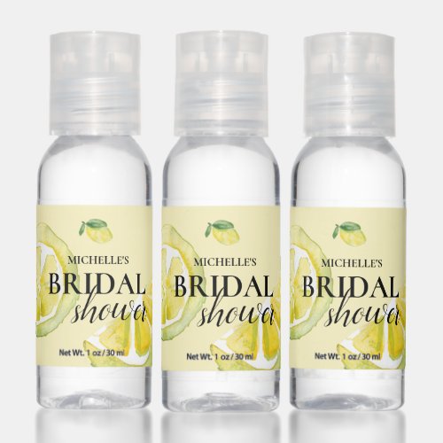 Lemon watercolor Citrus Yellow Bridal shower Hand Sanitizer