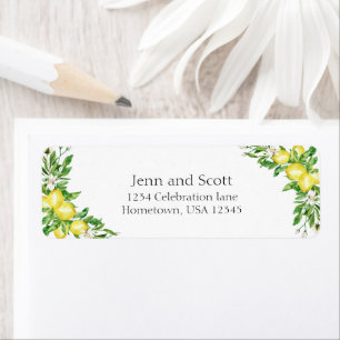 Lemon watercolor elegant Italian return label