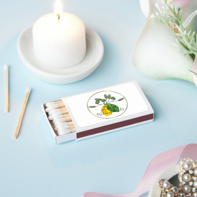 Lemon Watercolor Faux Ring Wedding Name Initials Matchboxes (Insitu)