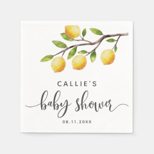 Lemon Watercolor Fruit Baby Shower Napkins