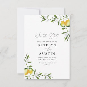 lemon watercolor greenery floral invitation