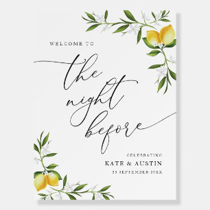 lemon watercolor greenery floral rehearsal sign
