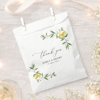 lemon watercolor greenery floral wedding thank you favor bag