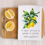 Lemon Watercolor  Kitchen Towel<br><div class="desc">Brighten up your kitchen with this Lemon Watercolor Kitchen Towel, featuring vibrant yellow lemons, fresh green leaves, and a cheerful watercolor design. A playful quote adds a fun citrusy twist, perfect for bringing a burst of sunshine to your daily routine. A fresh and fruity touch for any kitchen—or a sweet...</div>