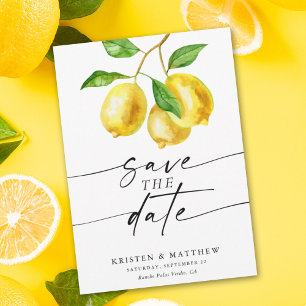 Lemon Watercolor Modern Wedding Save The Date