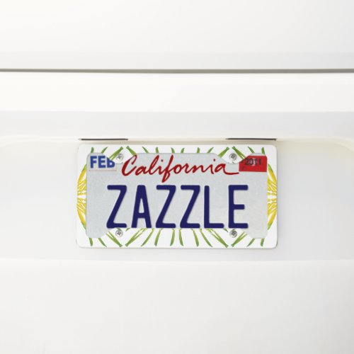 Lemon Watercolor Painting Pattern License Plate Frame