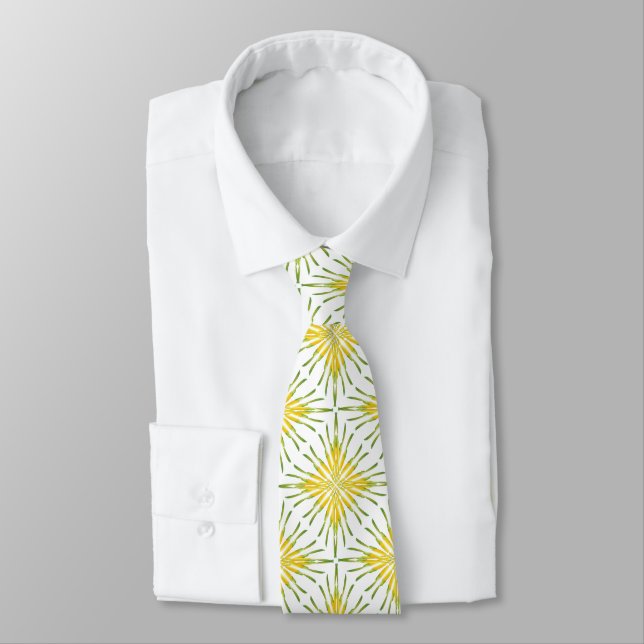 Lemon Watercolor Painting Pattern Neck Tie (Tied)