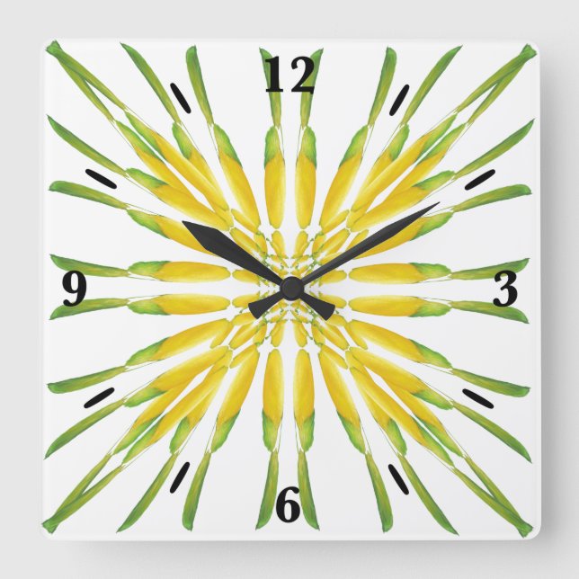Lemon Watercolor Painting Pattern Square Wall Clock (Front)