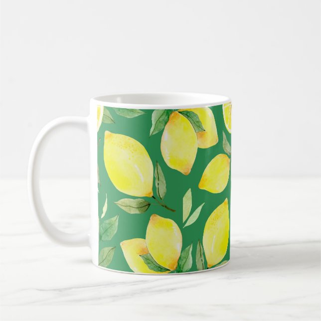 lemon,watercolor pattern,background,fruit,wallpape coffee mug (Left)