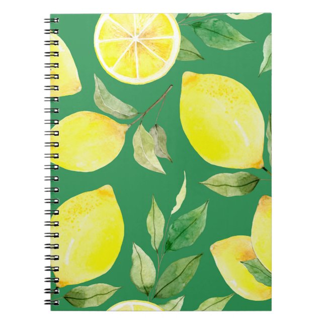 lemon,watercolor pattern,background,fruit,wallpape notebook (Front)