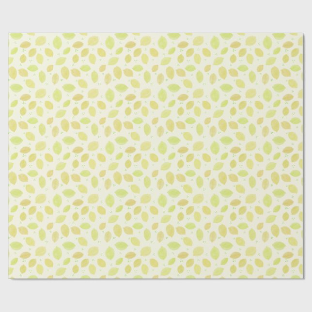 Lemon Watercolor Pattern Citrus Wrapping Paper She (Flat)