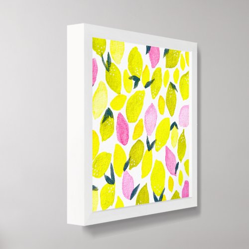 Lemon watercolor pattern framed art