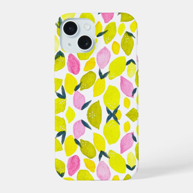Lemon watercolor pattern iphone case (Back)
