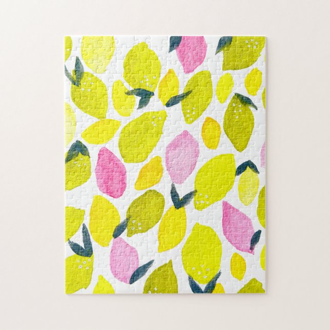 Lemon watercolor pattern jigsaw puzzle (Vertical)