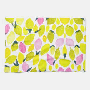 Lemon watercolor pattern kitchen towel