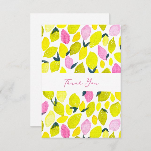 Lemon watercolor pattern note card (Front/Back)
