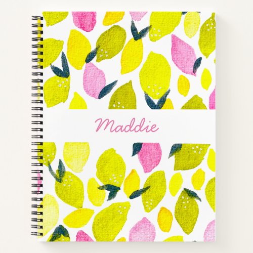 Lemon watercolor pattern notebook