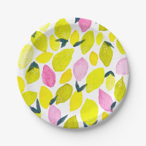 Lemon watercolor pattern paper plates
