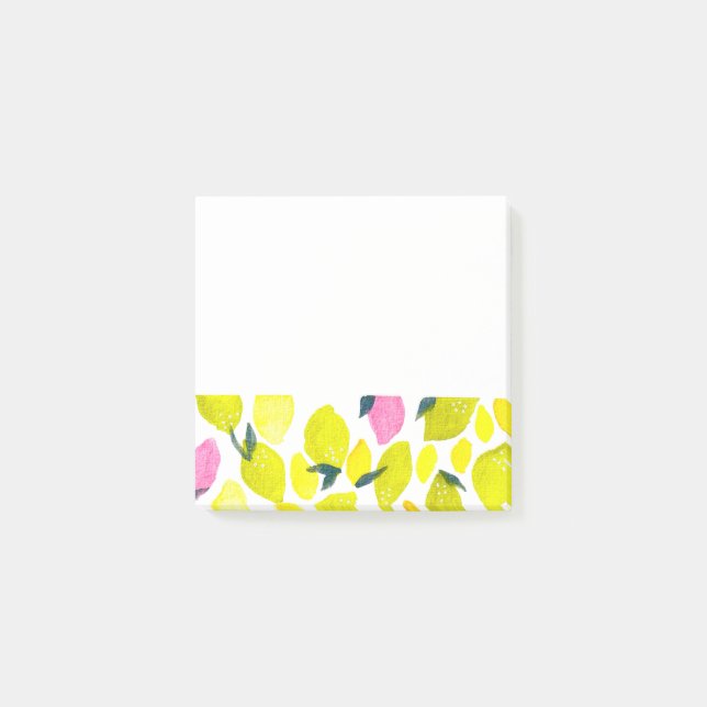 Lemon watercolor pattern post-it notes (Front)