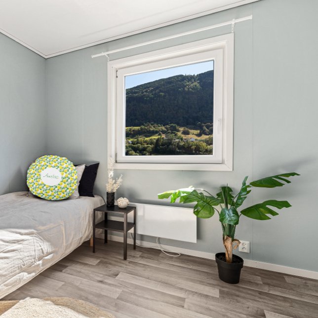 Lemon watercolor pattern simple round pillow (Creator Uploaded)