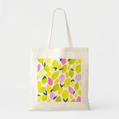 Lemon watercolor pattern tote bag