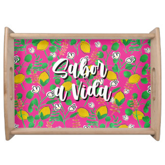 lemon watercolor serving tray