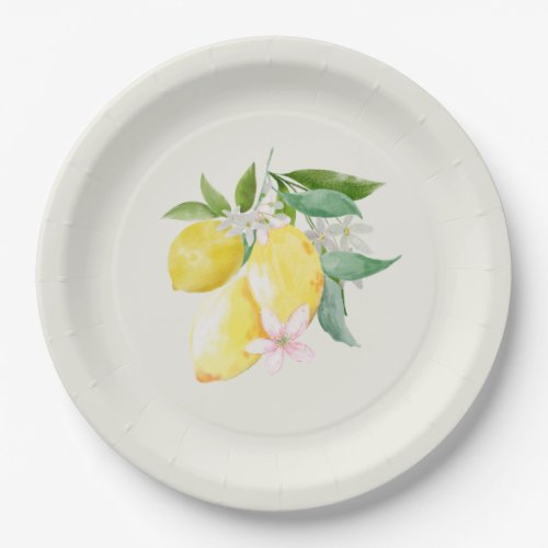 Lemon Watercolor Simple Summer Paper Plates