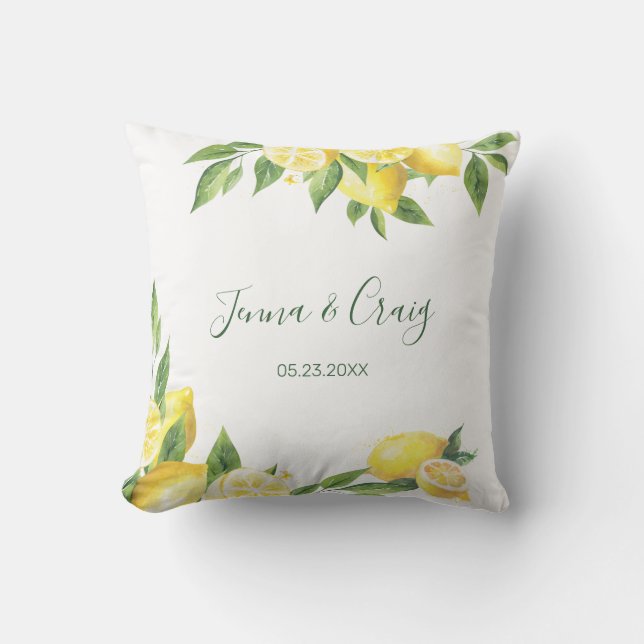 Lemon Watercolor Special Occasion Throw Pillow (Front)