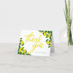 Lemon Watercolor Summer Bridal Shower Thank You Card