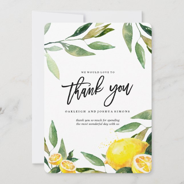 Lemon Watercolor Thank You Card (Front)