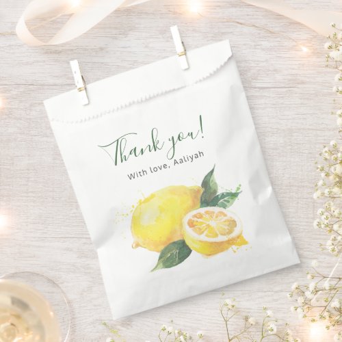 Lemon Watercolor Thank You Favor Bag