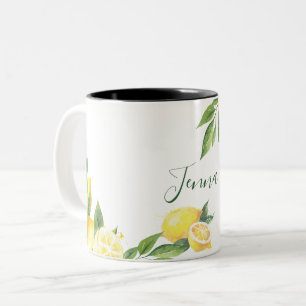 Lemon Watercolor Two-Tone Coffee Mug