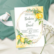 Lemon Watercolor Wedding Invitation