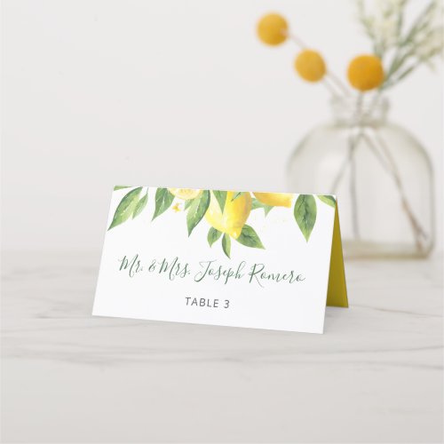 Lemon Watercolor Wedding Place Card