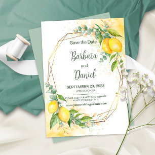 Lemon Watercolor Wedding Save the Date Card