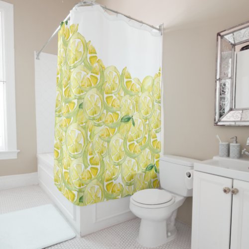 Lemon watercolor yellow  shower curtain