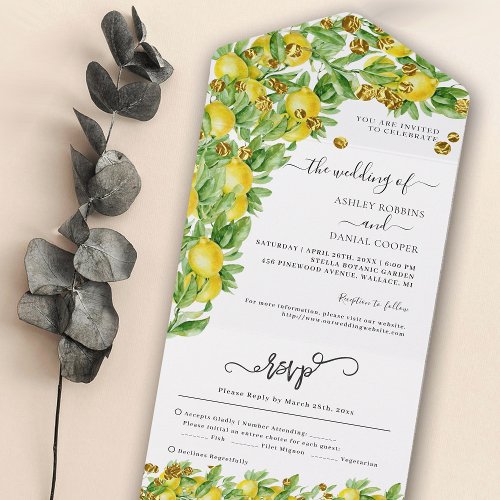 Lemon Wedding All In One Invitation