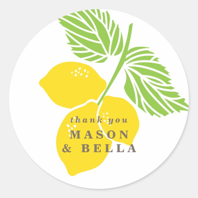 Lemon Wedding Favor Sticker (Front)