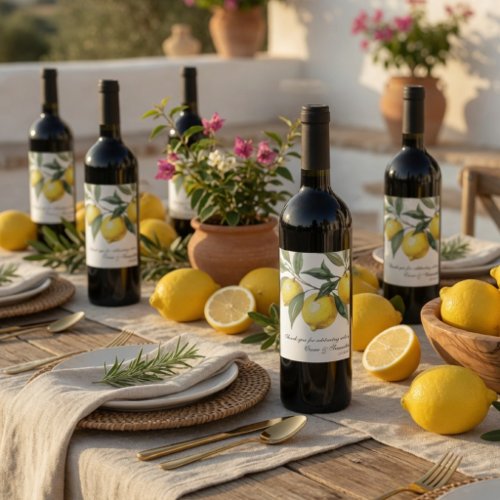 Lemon Wedding Mediterranean Citrus Wine Label