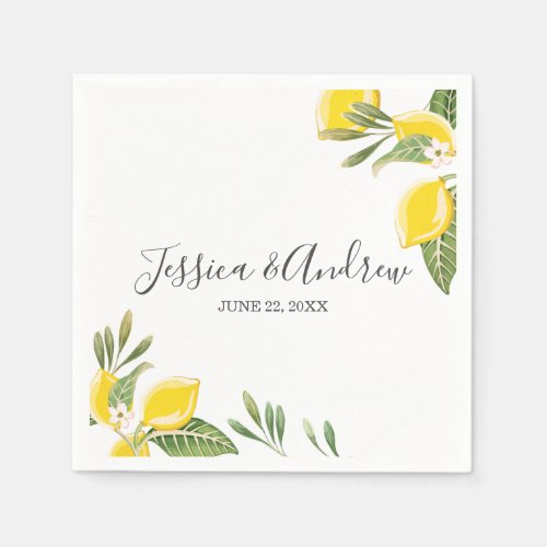 Lemon Wedding Napkin Botanical Personalized Citrus