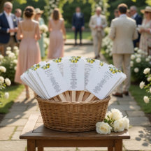 Lemon Wedding Program Fan | Mediterranean Citrus