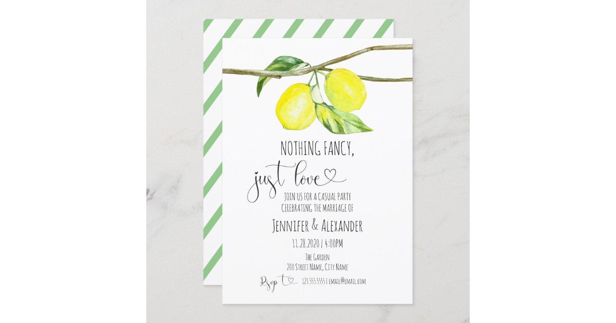 Lemon wedding reception invitation | Zazzle